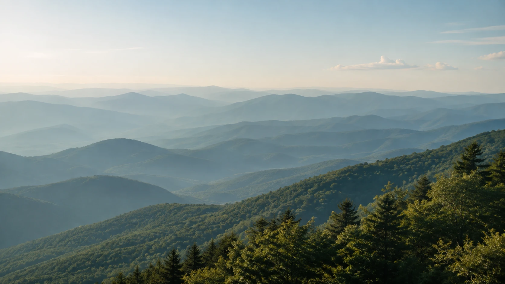 Blue Ridge Mountains in atmospheric haze
